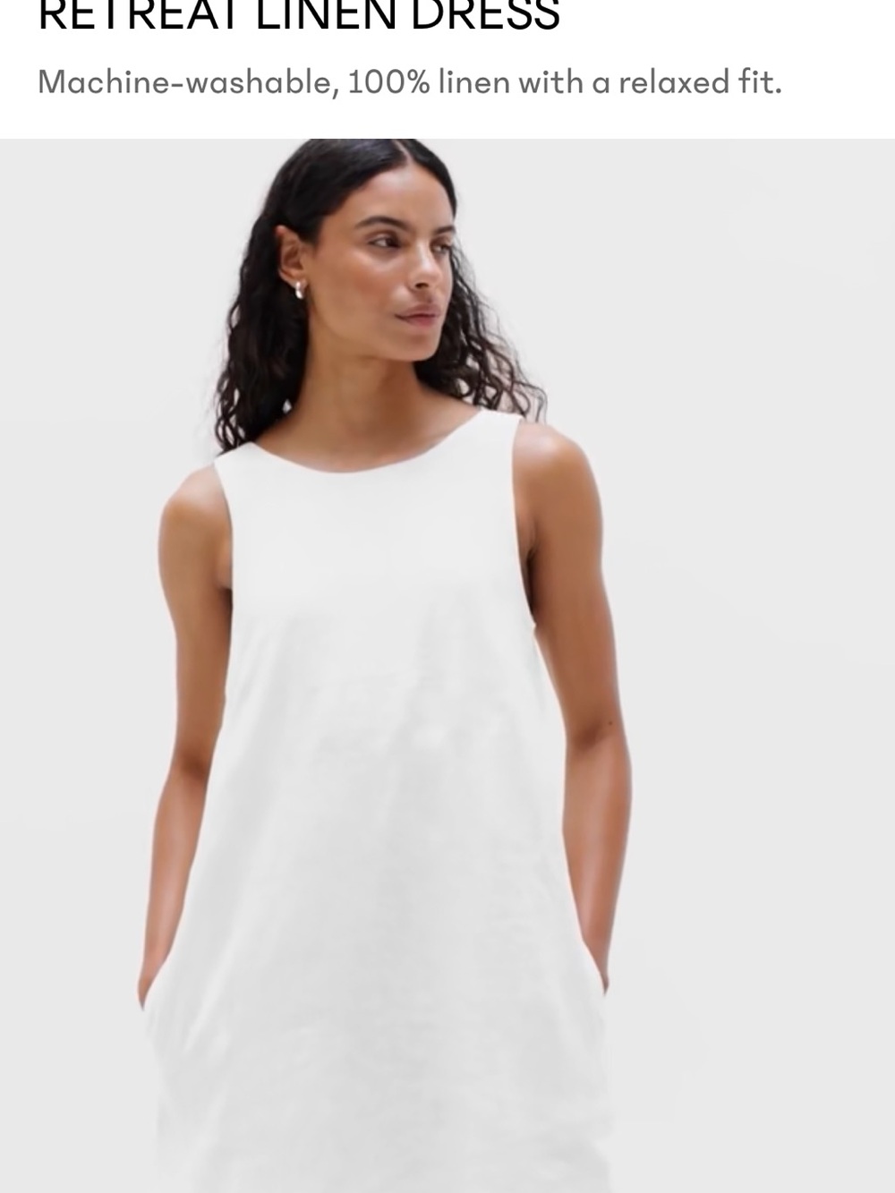 Athleta White Sleeveless Linen Shift Dress